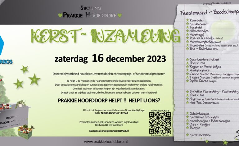 Kerst inzameling Prakkie Hoofddorp